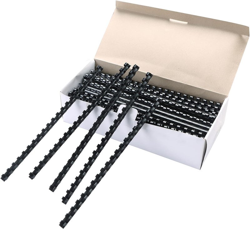 MYFULLY 100 Pack 21 Ring Plastic Comb Binding Spines | 3/8 Inch Diameter, 55 Sheet Capacity, A4, Black Binding Comb (3/8" (55 Sheet Capacity)) - Image 1
